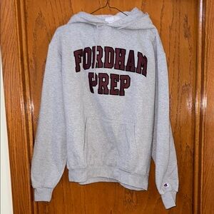 Fordham Prep Champion Gray Hoodie with Burgundy Text